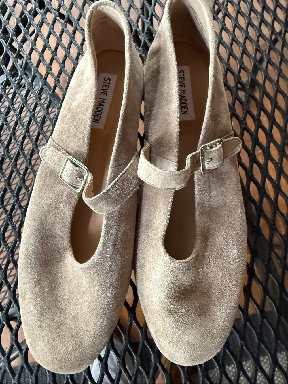 Steve Madden Taupe Suede Mary Jane Flats with Buckle